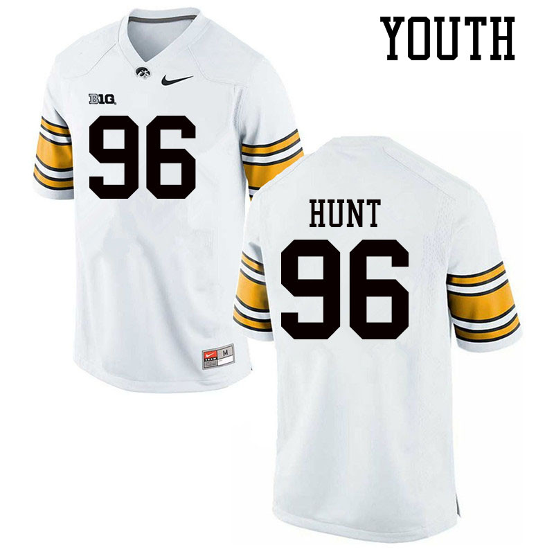 Youth #96 Jalen Hunt Iowa Hawkeyes College Football Jerseys Sale-White - Click Image to Close